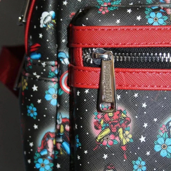 Loungefly Marvel Avengers Mini Backpack Floral Tattoo Print NWT - Picture 2 of 16